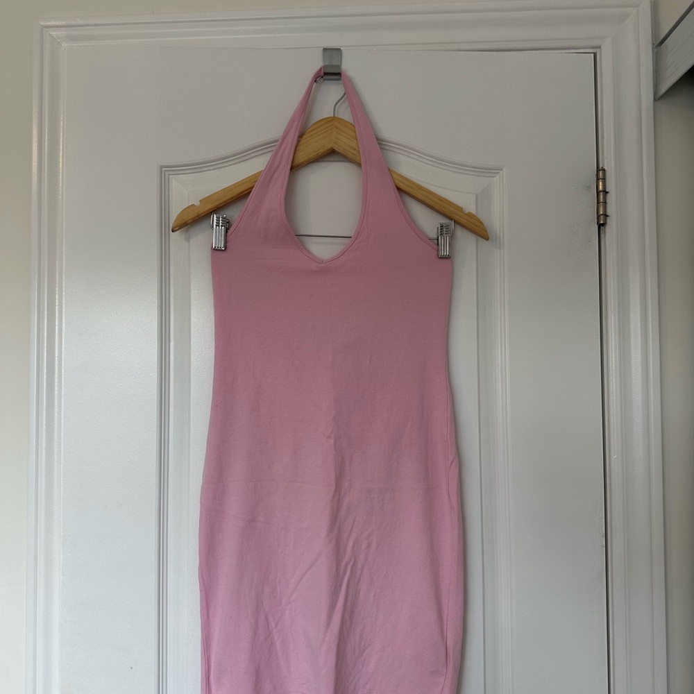 Pink Halter Neck Mini Dress